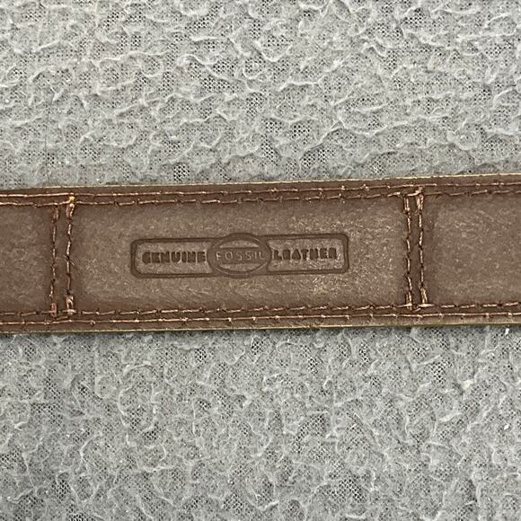Fossil Genuine Leather Vintage 90s Gold Bronze Patchwork Belt Women 35.5” -39.5” - Picture 7 of 9